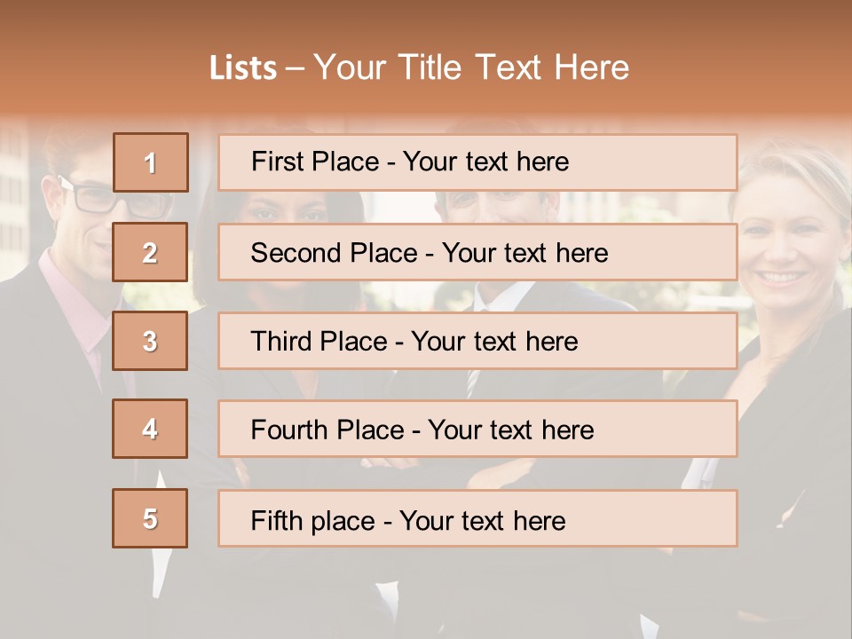 Smiling Team Office PowerPoint Template