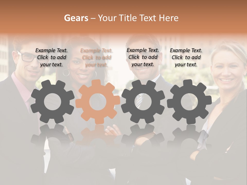 Smiling Team Office PowerPoint Template