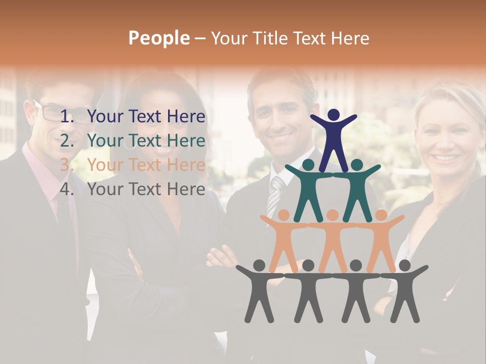 Smiling Team Office PowerPoint Template