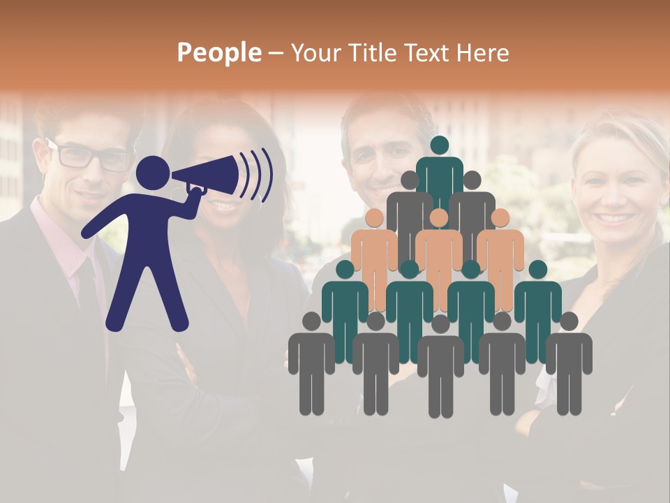 Smiling Team Office PowerPoint Template