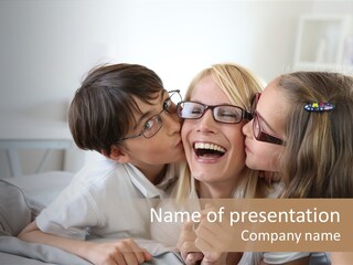 Three People Smile European PowerPoint Template