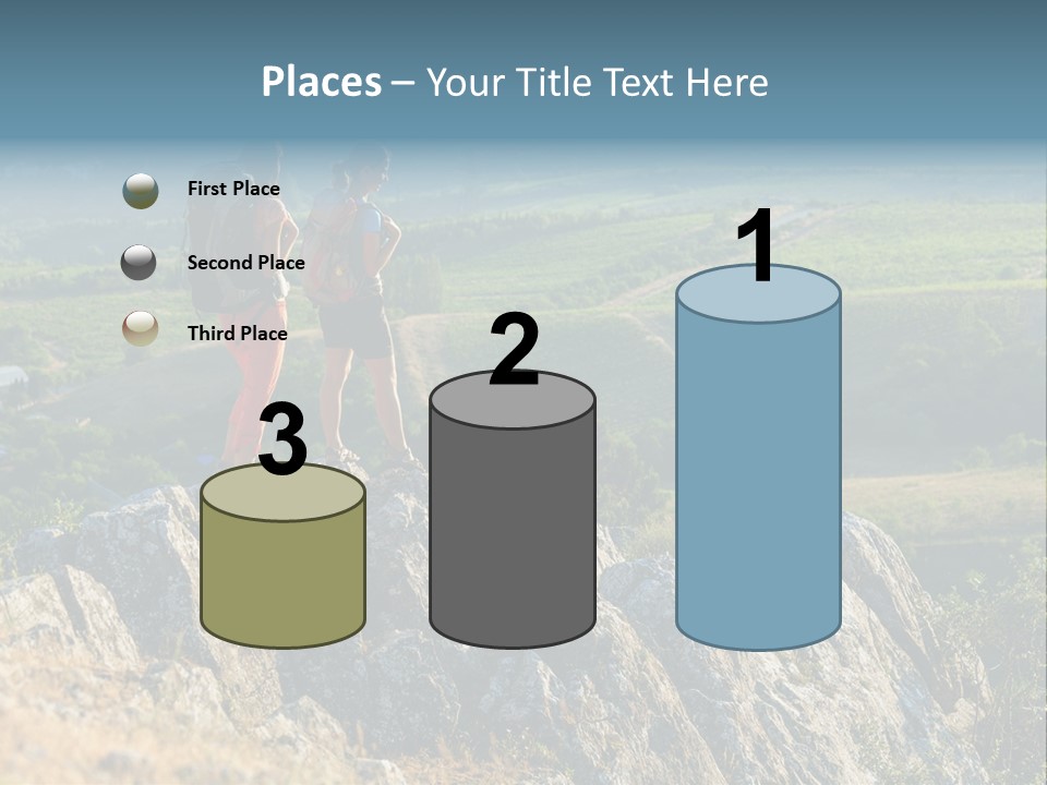 Blue Hiking Stand PowerPoint Template
