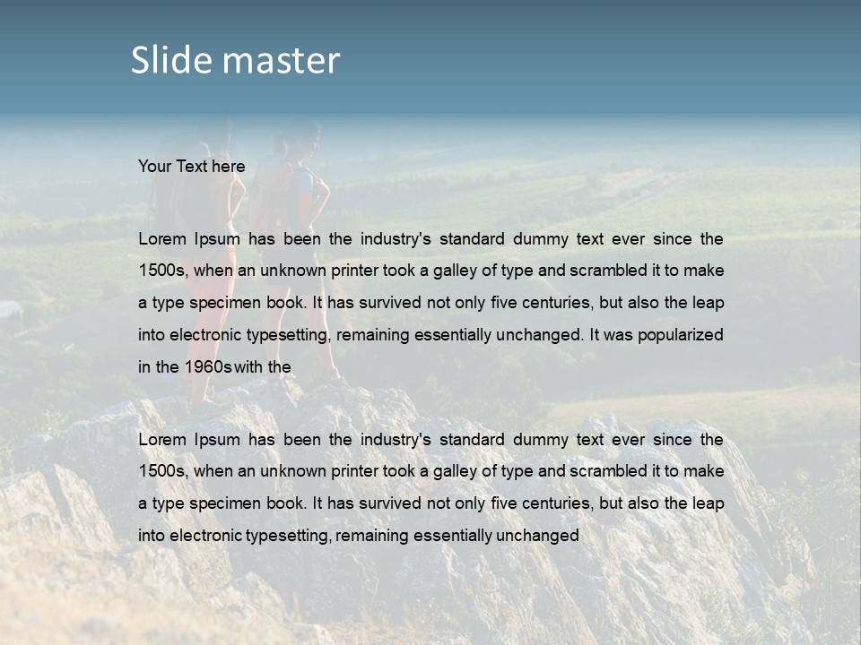 Blue Hiking Stand PowerPoint Template