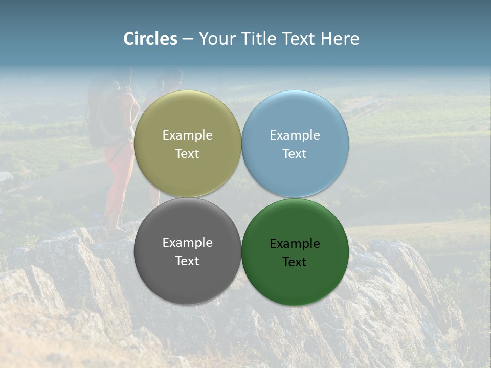 Blue Hiking Stand PowerPoint Template