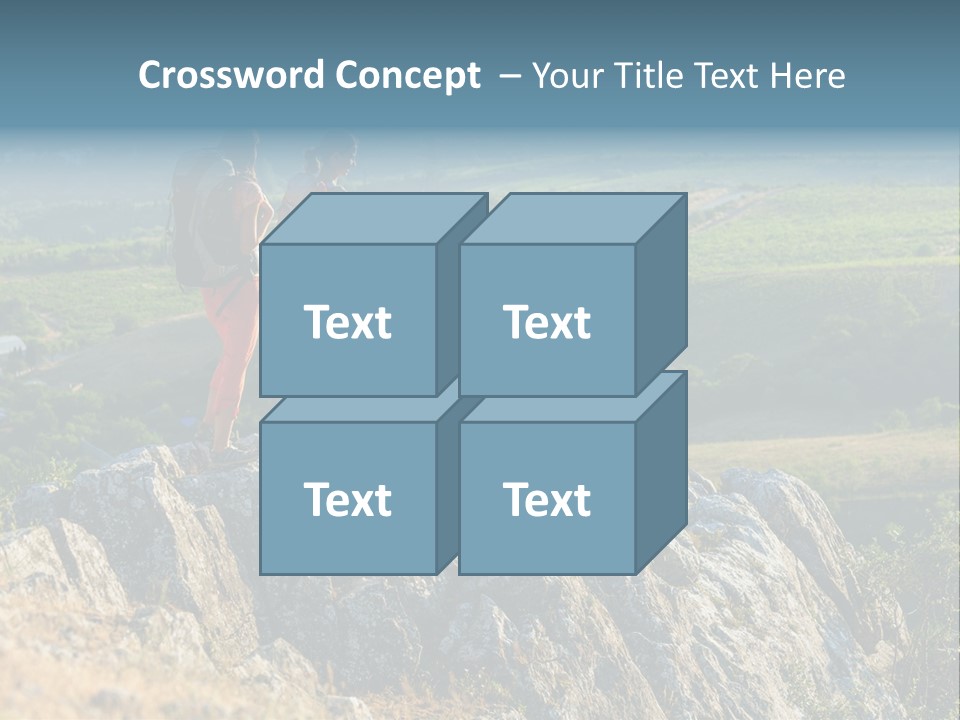 Blue Hiking Stand PowerPoint Template