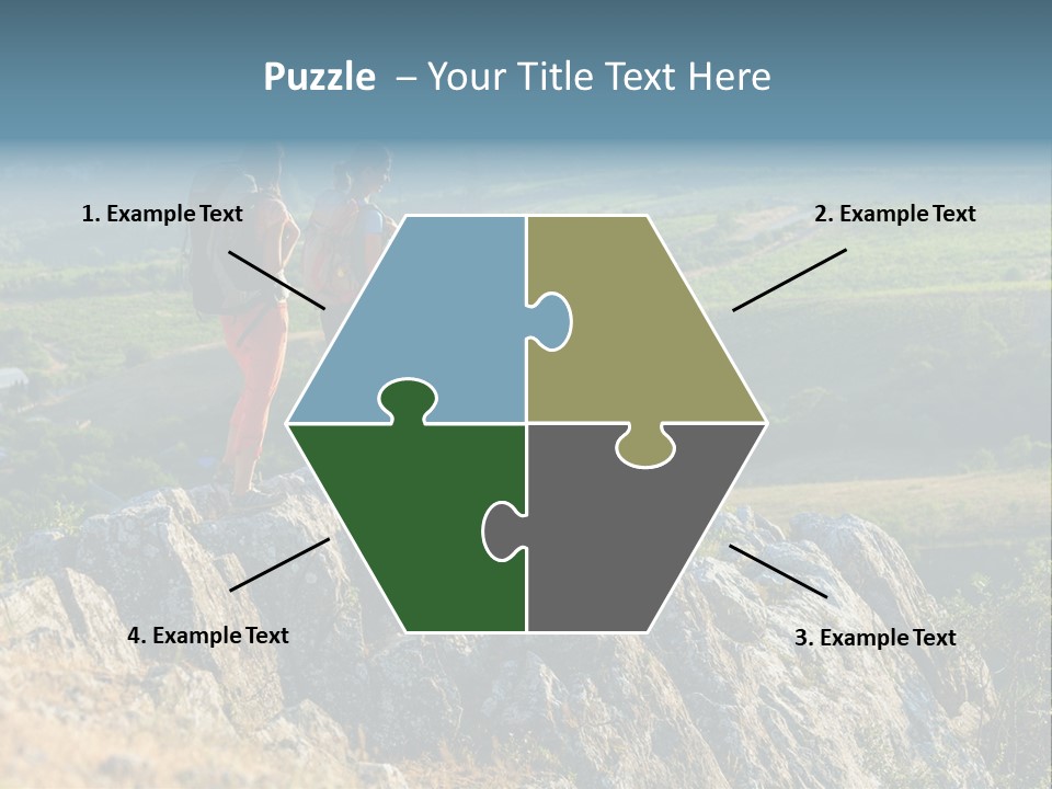 Blue Hiking Stand PowerPoint Template