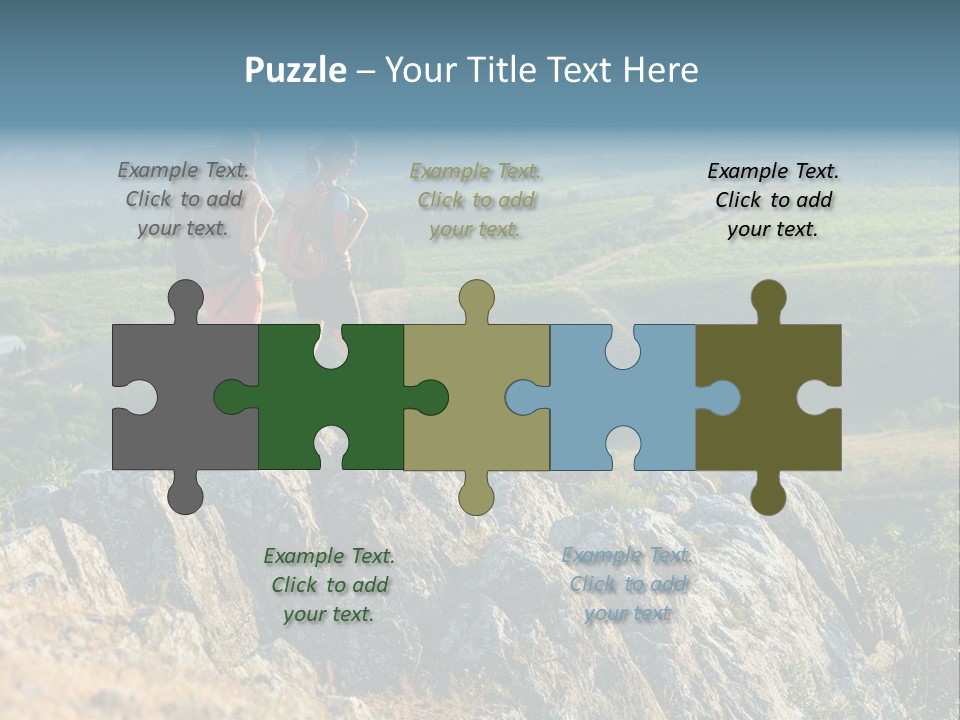 Blue Hiking Stand PowerPoint Template