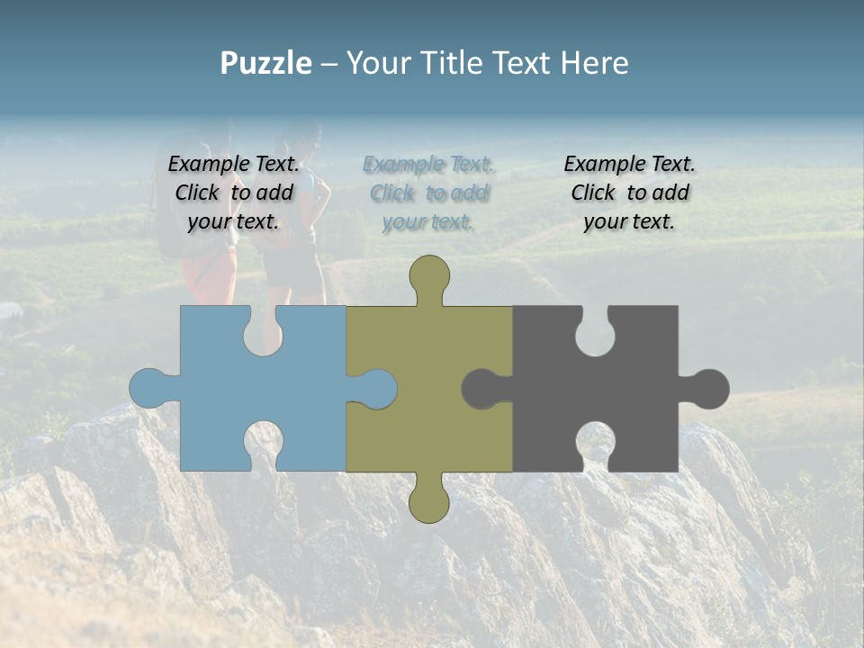 Blue Hiking Stand PowerPoint Template