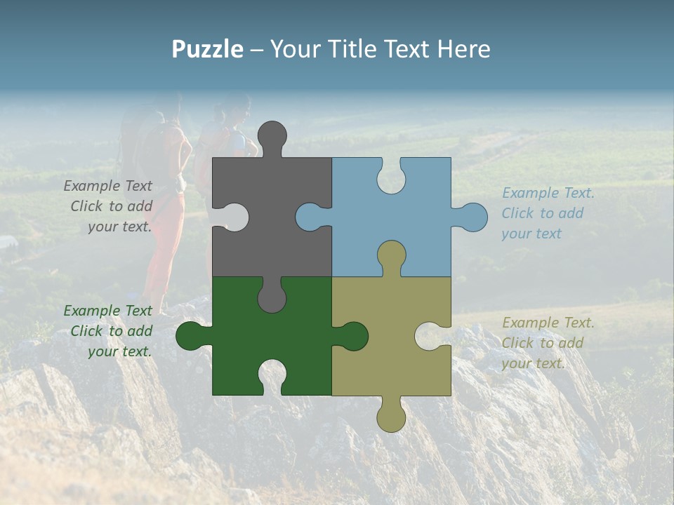 Blue Hiking Stand PowerPoint Template