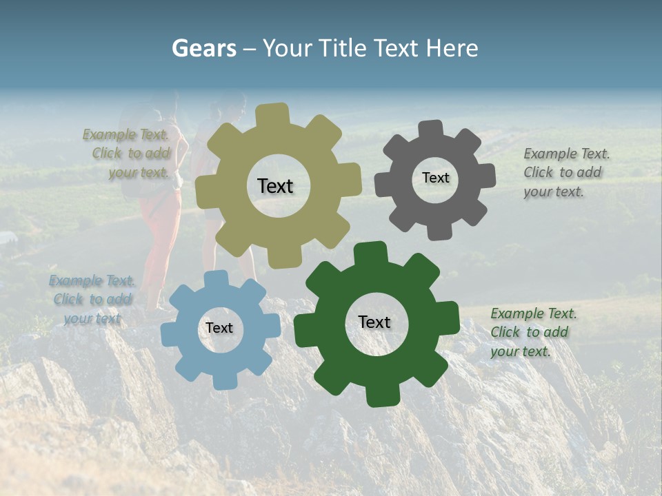 Blue Hiking Stand PowerPoint Template