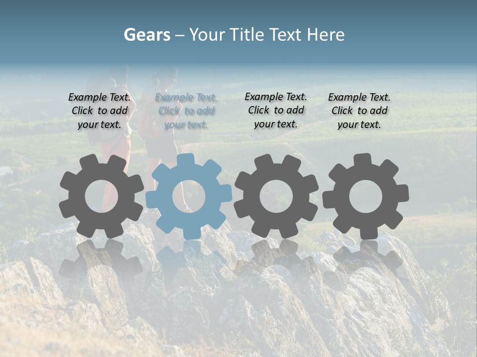 Blue Hiking Stand PowerPoint Template