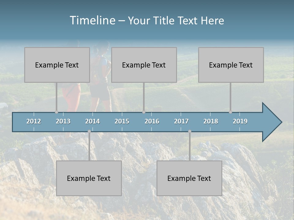 Blue Hiking Stand PowerPoint Template