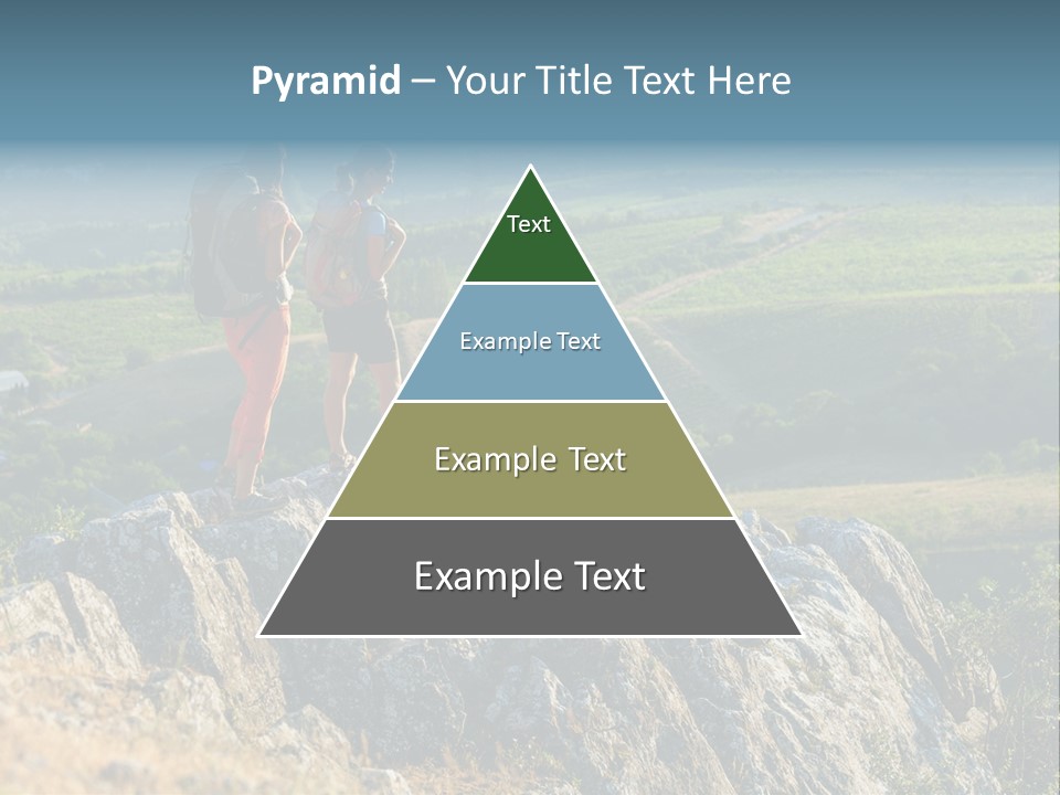 Blue Hiking Stand PowerPoint Template