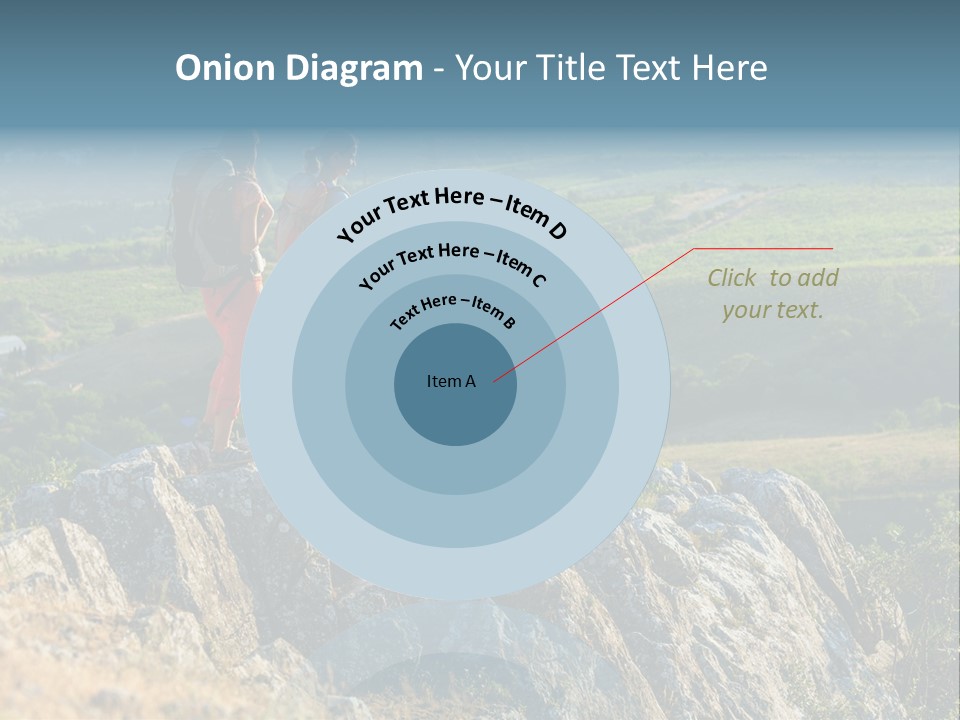 Blue Hiking Stand PowerPoint Template