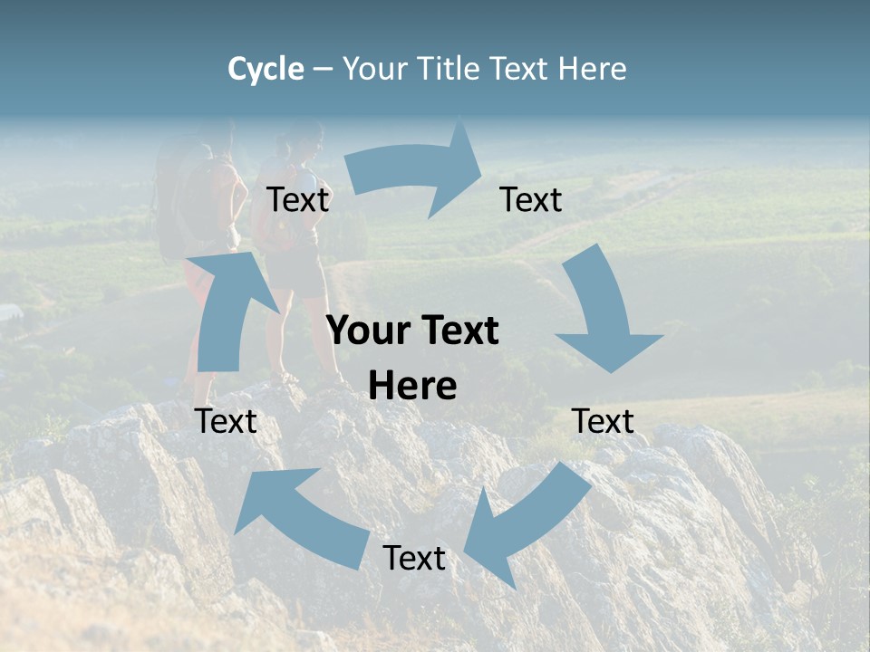 Blue Hiking Stand PowerPoint Template
