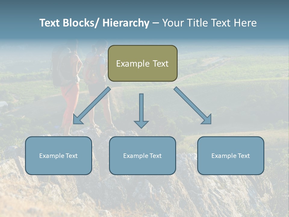 Blue Hiking Stand PowerPoint Template