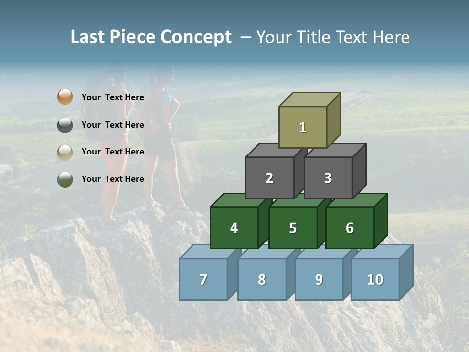 Blue Hiking Stand PowerPoint Template