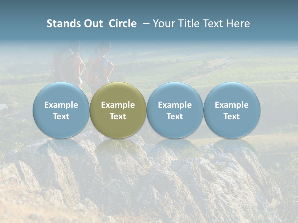 Blue Hiking Stand PowerPoint Template