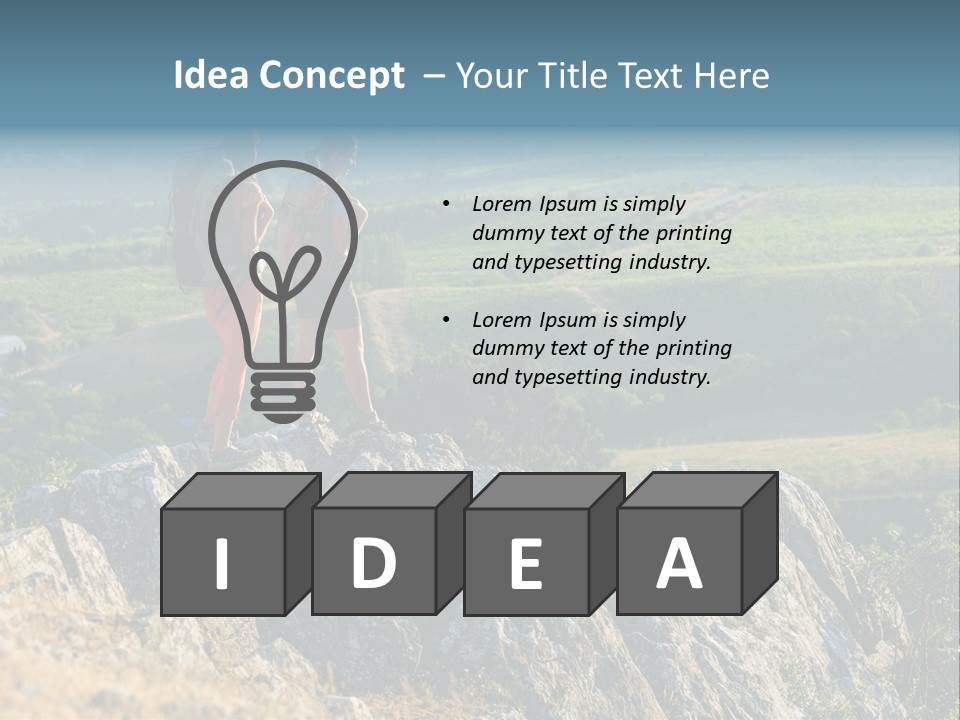 Blue Hiking Stand PowerPoint Template