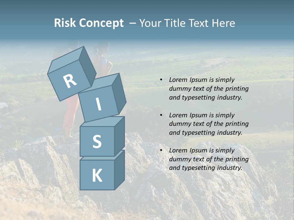 Blue Hiking Stand PowerPoint Template
