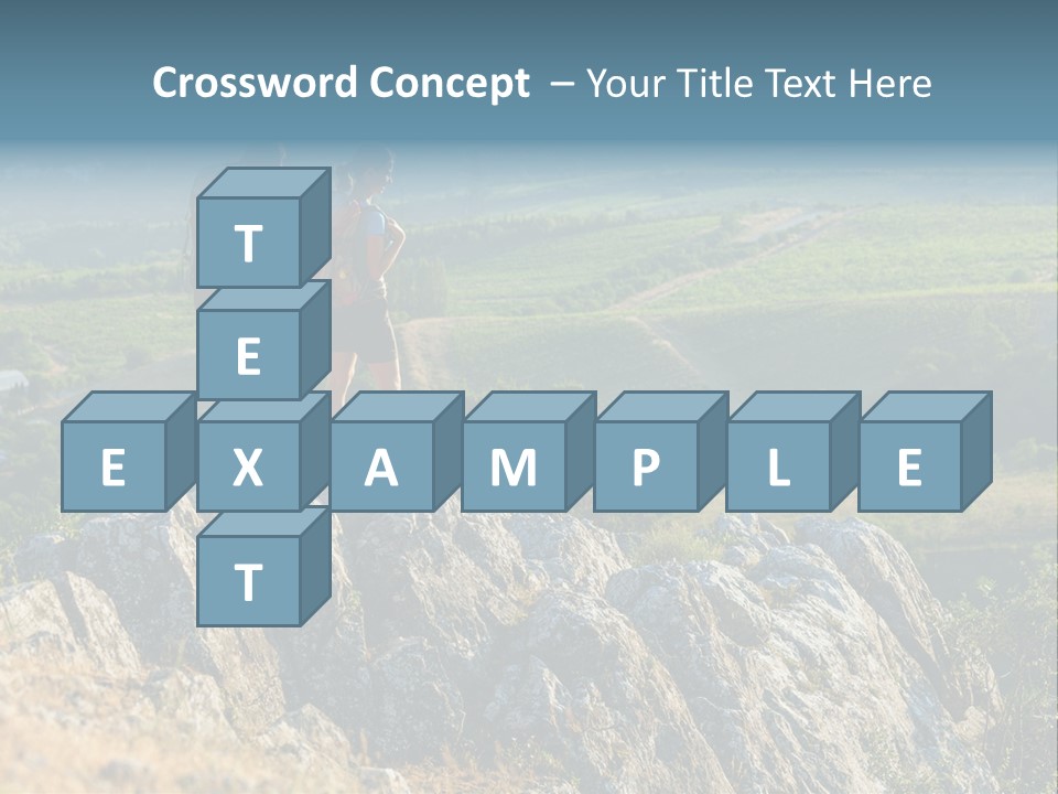 Blue Hiking Stand PowerPoint Template