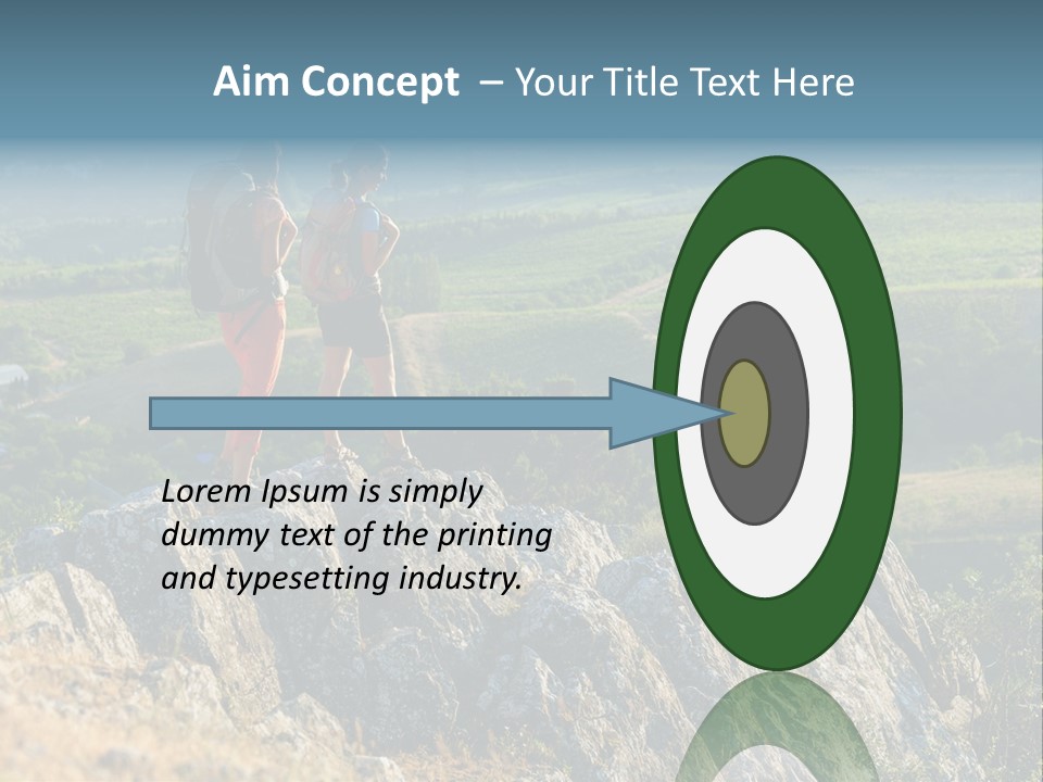 Blue Hiking Stand PowerPoint Template