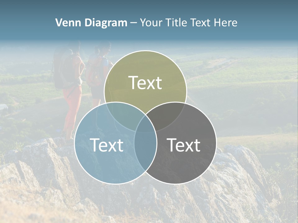 Blue Hiking Stand PowerPoint Template