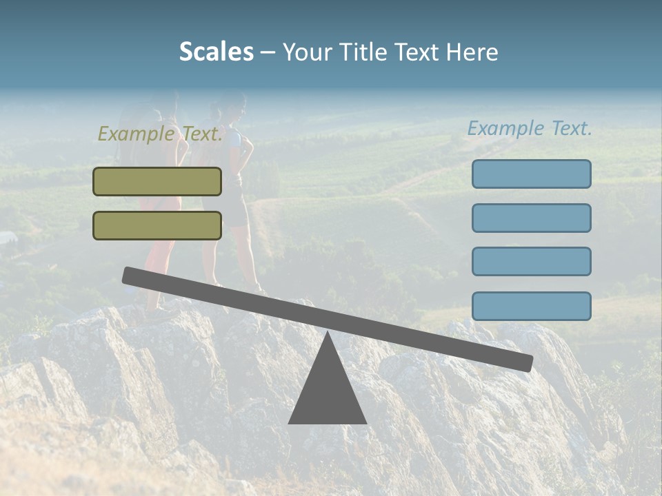 Blue Hiking Stand PowerPoint Template