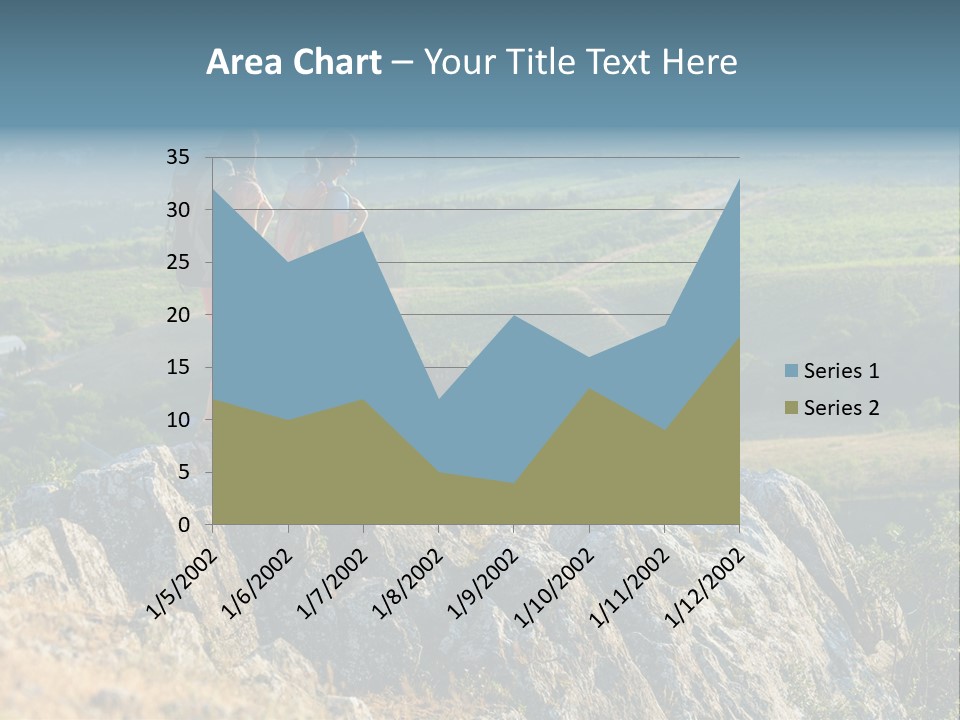 Blue Hiking Stand PowerPoint Template
