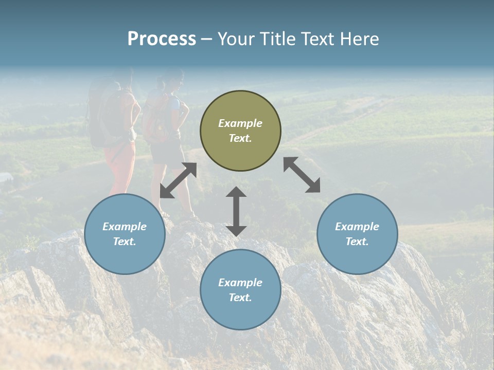 Blue Hiking Stand PowerPoint Template