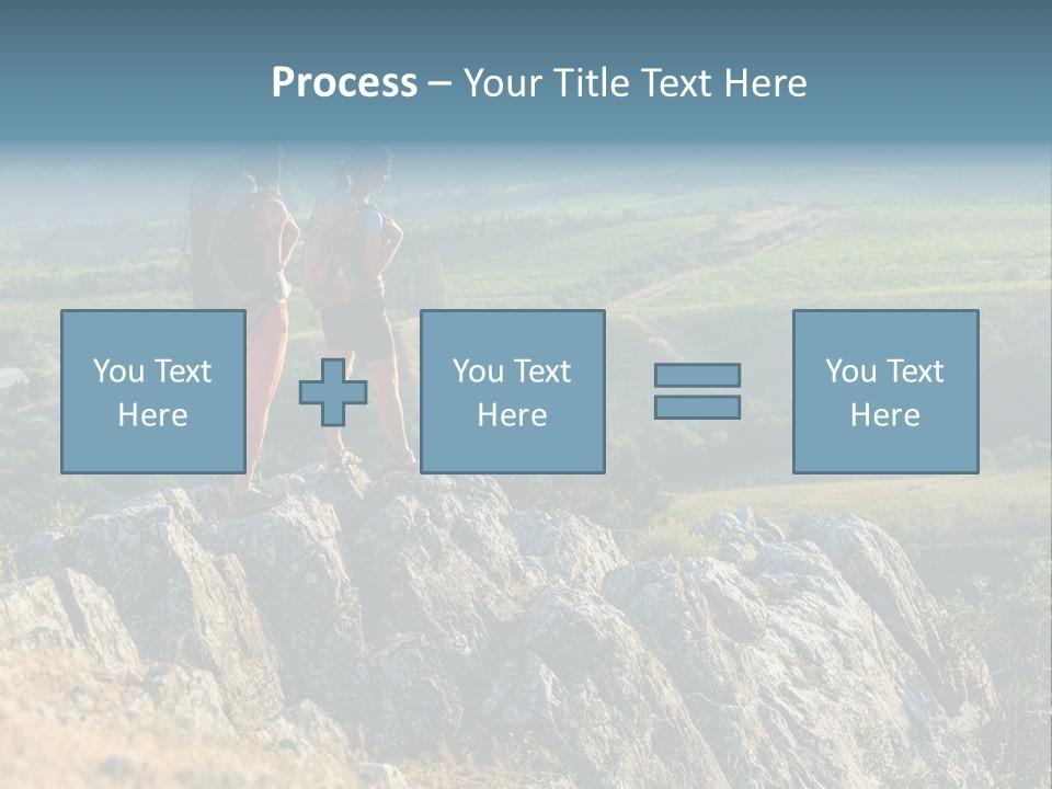 Blue Hiking Stand PowerPoint Template