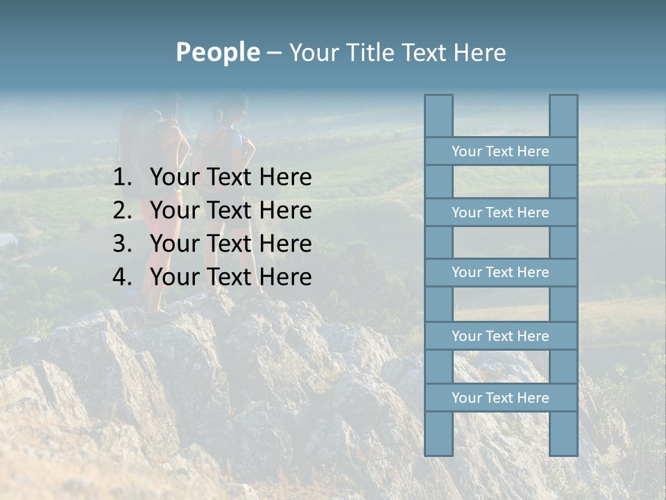 Blue Hiking Stand PowerPoint Template