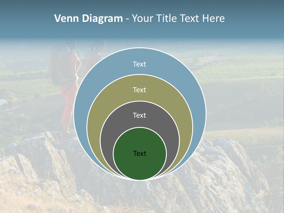 Blue Hiking Stand PowerPoint Template