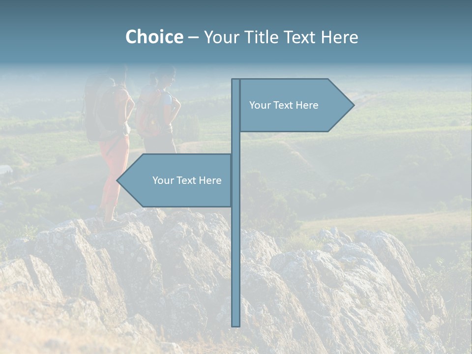 Blue Hiking Stand PowerPoint Template