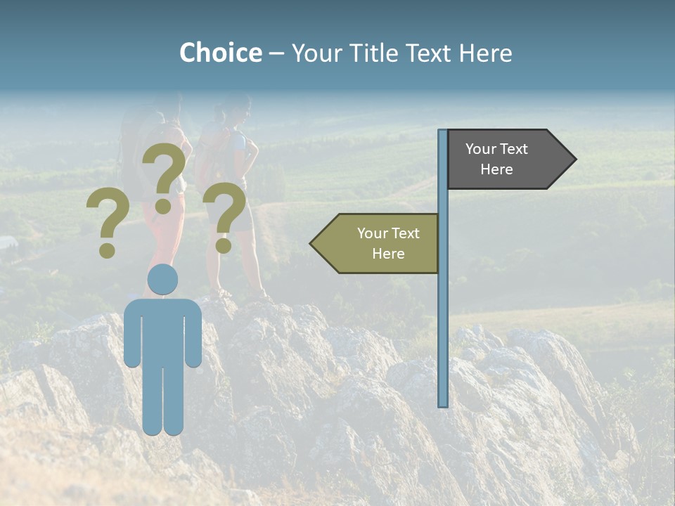 Blue Hiking Stand PowerPoint Template