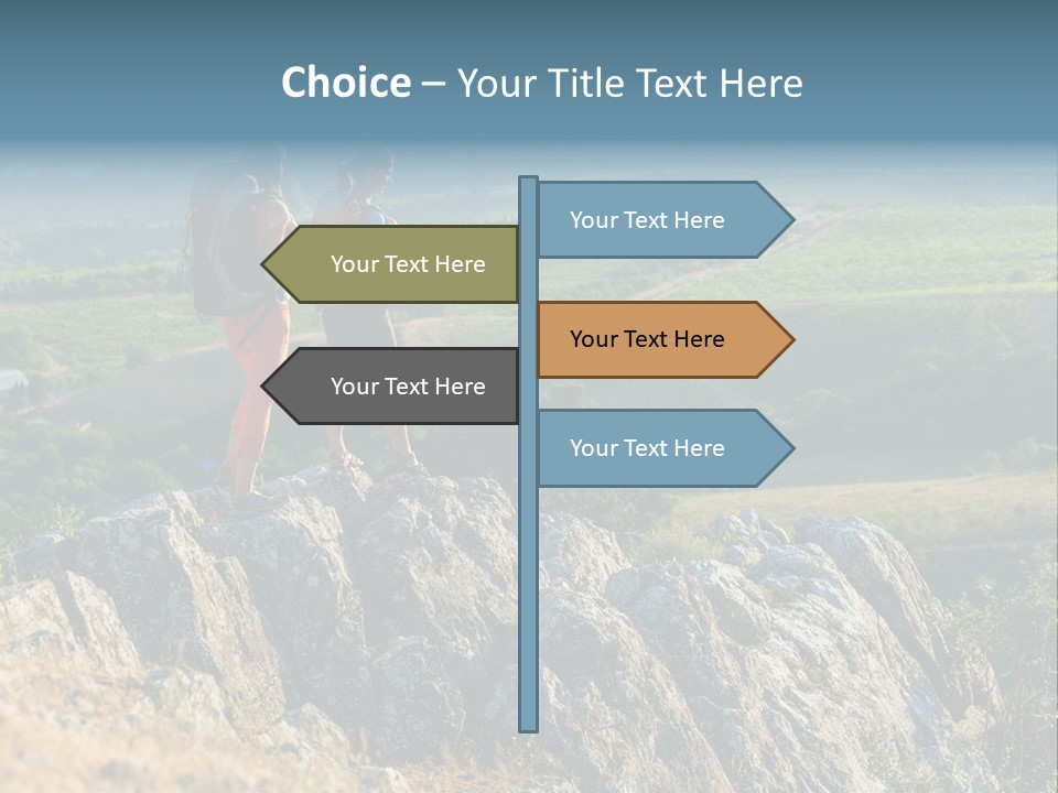 Blue Hiking Stand PowerPoint Template