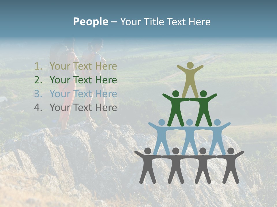 Blue Hiking Stand PowerPoint Template