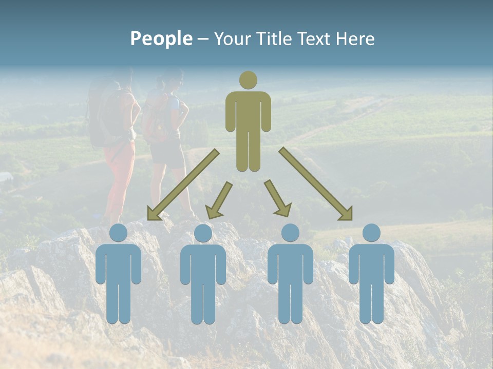 Blue Hiking Stand PowerPoint Template