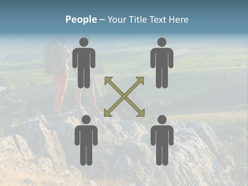 Blue Hiking Stand PowerPoint Template
