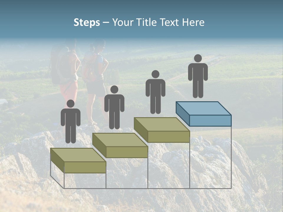 Blue Hiking Stand PowerPoint Template