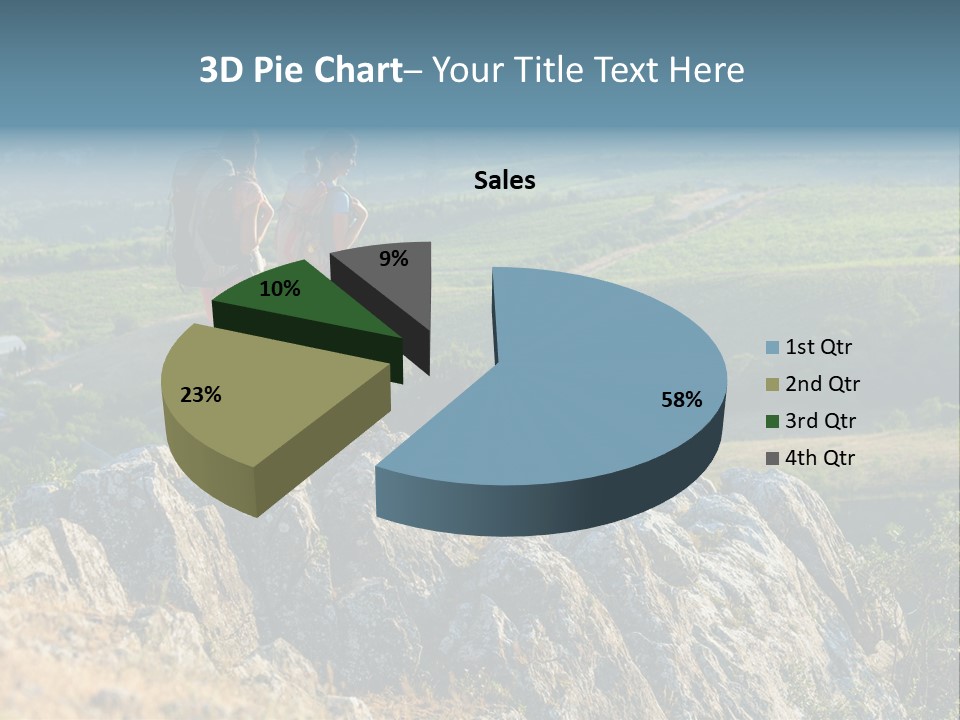 Blue Hiking Stand PowerPoint Template