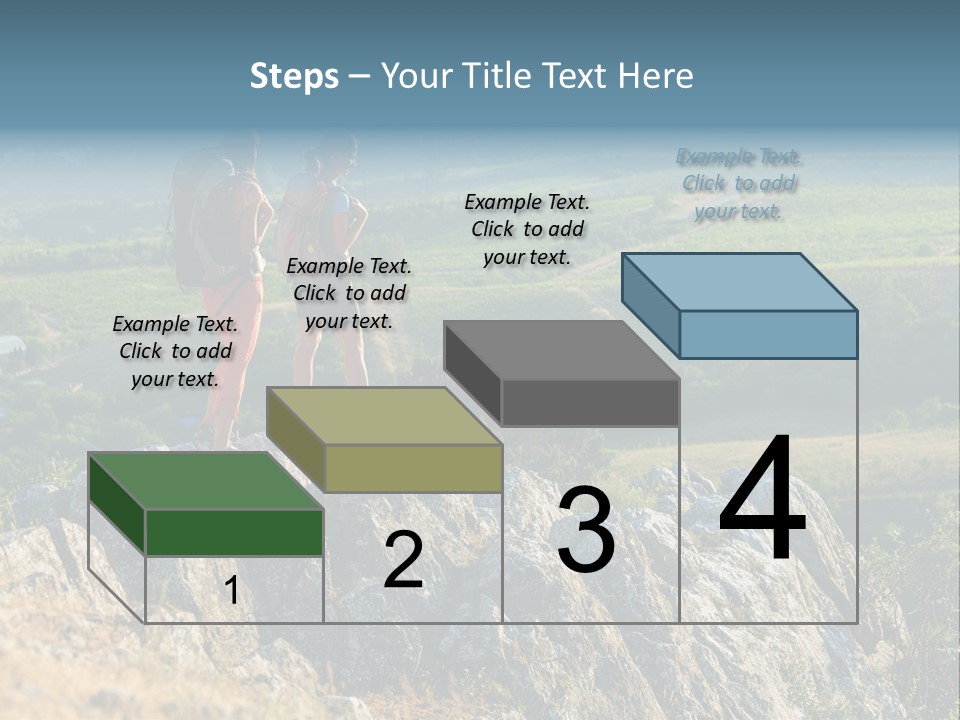 Blue Hiking Stand PowerPoint Template