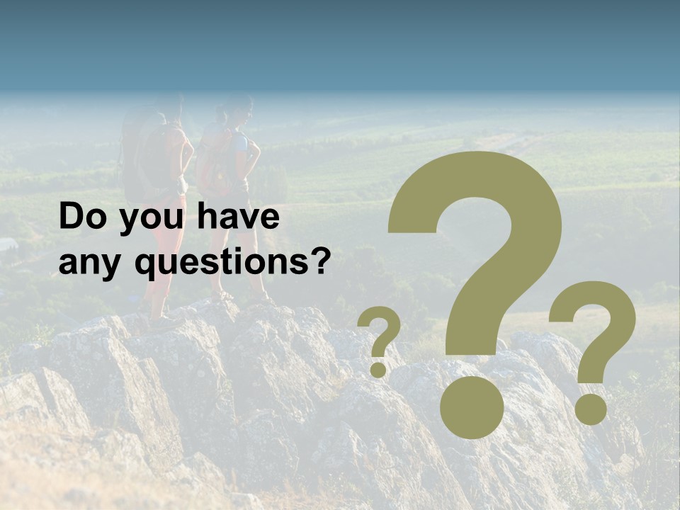 Blue Hiking Stand PowerPoint Template