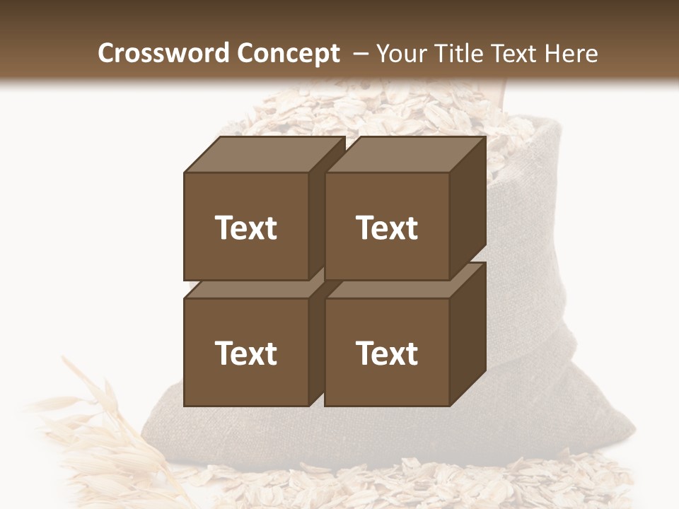 A Sack Of Oats Next To A Wooden Spoon PowerPoint Template