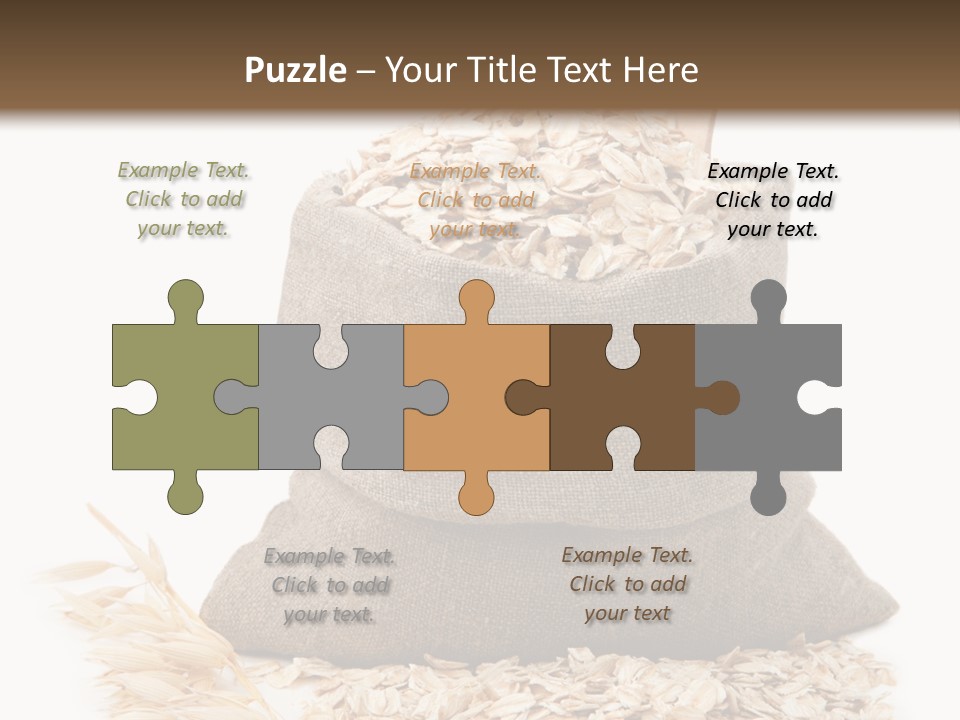 A Sack Of Oats Next To A Wooden Spoon PowerPoint Template