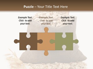 A Sack Of Oats Next To A Wooden Spoon PowerPoint Template