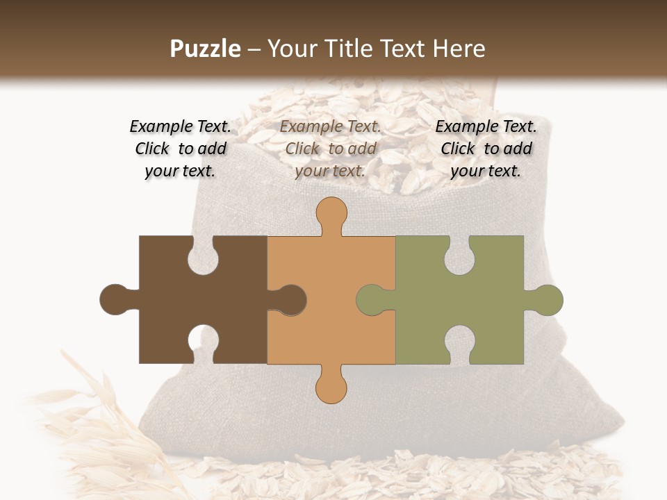 A Sack Of Oats Next To A Wooden Spoon PowerPoint Template