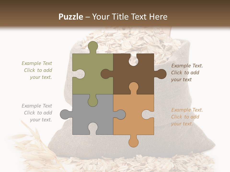A Sack Of Oats Next To A Wooden Spoon PowerPoint Template