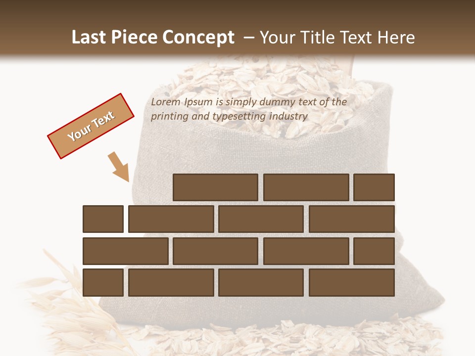 A Sack Of Oats Next To A Wooden Spoon PowerPoint Template