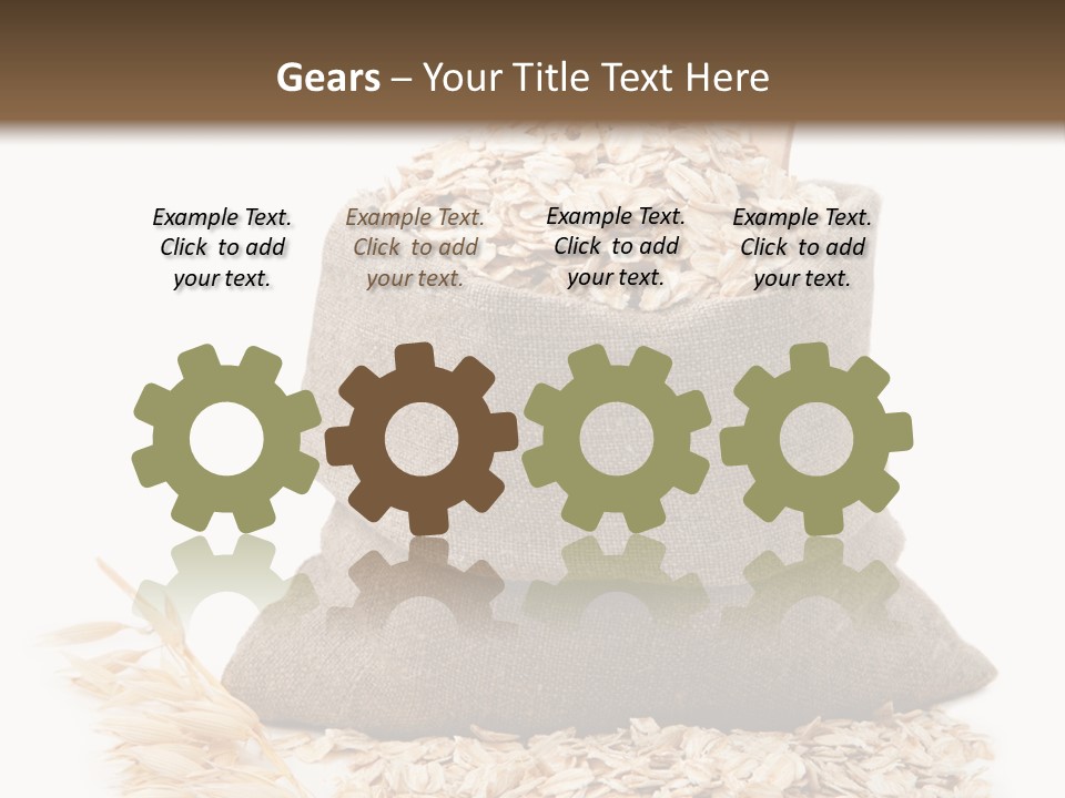 A Sack Of Oats Next To A Wooden Spoon PowerPoint Template